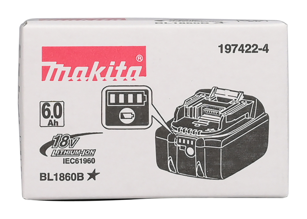 197422-4 - Batterie Makstar Li-Ion 18V / 6 Ah - BL1860B ( témoin de charge  intégré )