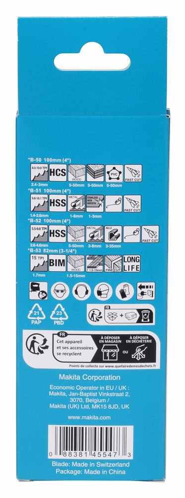 Pack De 5 Lames De Scie Sauteuse Makita B-48527 - Lames S-Express Multiusage Pour Coupes Précises