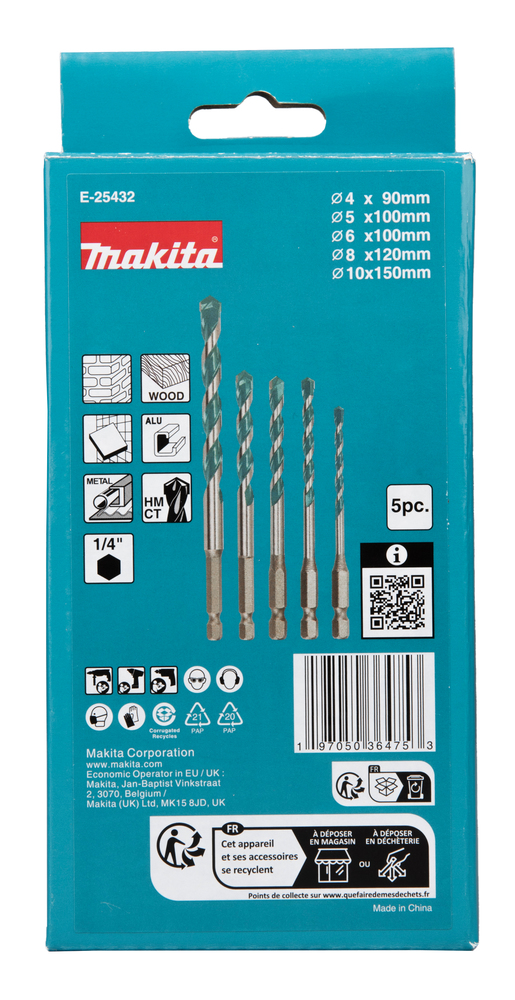 12 x Ensemble 5 forets Multi-matériaux HEXA 1/4 12 x Ensemble 5 forets Multi-matériaux HEXA 1/4