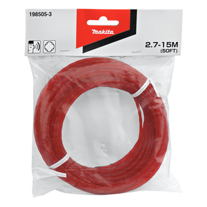 Makita Hilo de nylon tIpo trebol de cuatro hojas 2,7 mm x 15 m, rojo · 198505-3