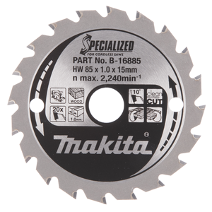 Circular saw blade, Specialized T.C.T, 85 x 15 mm, 20 T