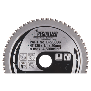 Circular saw blade, Specialized T.C.T, 136 x 20 mm, 56 T