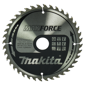 Cirkelzaagblad, Makforce TCT, 190 x 30 mm, 40 T