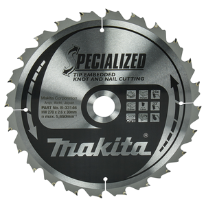 Circular Saw Blade, Specialized, TCT, 270x30mm, 24T