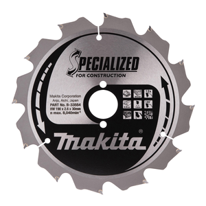 Circular Saw Blade, Specialized, T.C.T, 190x30mm, 12T