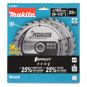 Lama Efficut T.C.T., 165x20mm, 25T (2pezzi)