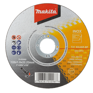 Makita Disco de corte 125 x 1,0 x 22,23 mm, WA46R, 10 piezas · D-65969-10