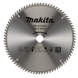 Makita Disco sierra circular , Standard T.C.T, 305 x 30 mm, 80 D · D-72322