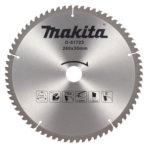 Sirkelsagblad Aluminium, T.C.T., 260 x 30 mm. 70 T
