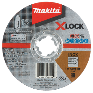 Pjovimo diskas  125X1,2MM, X-LOCK (A60T), INOX