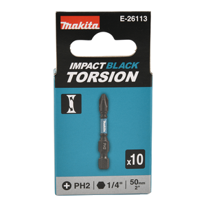Impact Black Torsion Bit PH2x50mm, 10pcs
